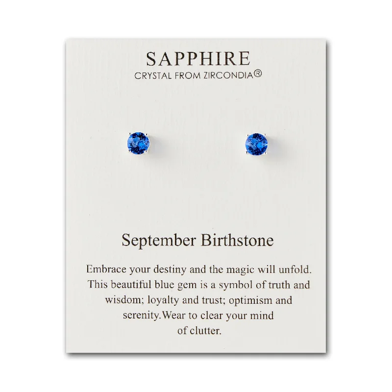 unique earrings for women -September (Sapphire) Birthstone Earrings Created with Zircondia® Crystals