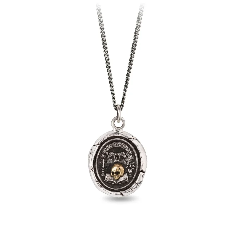 custom birthstone necklaces -Memento Mori 14K Gold On Silver Talisman