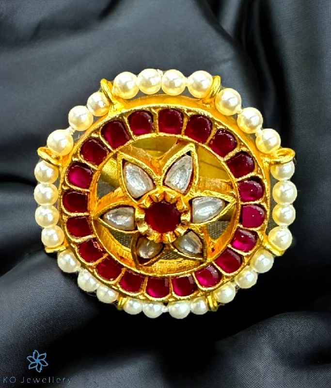 gold rings for women -The Sarika Silver Kundan Open Finger Ring