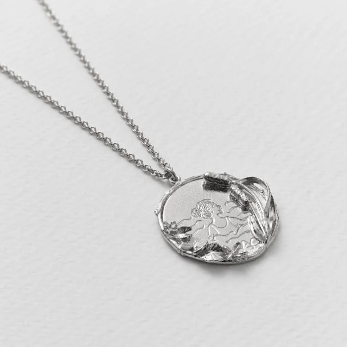 sapphire pendant necklaces for women -Wild Swimming Medallion Necklace with "Into the Wild" Engraving