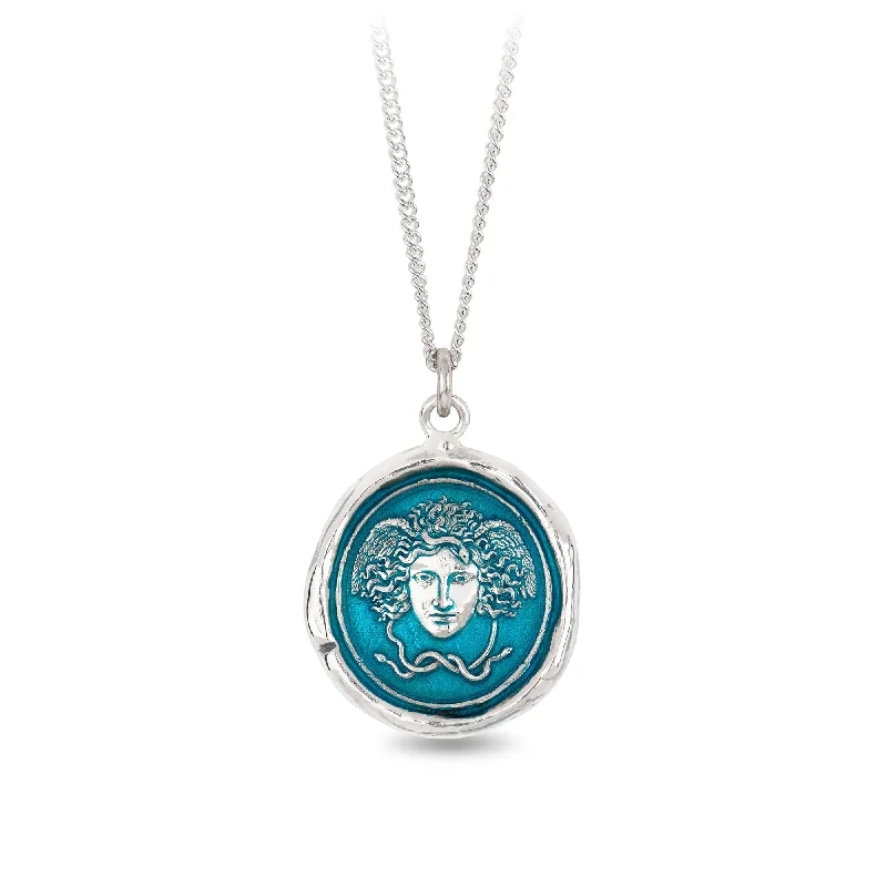 vintage necklaces for women -Medusa Talisman - Capri Blue