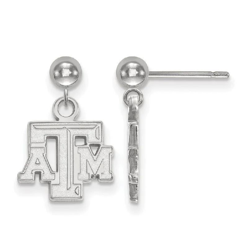 flower stud earrings for women -14k White Gold Texas A&M University Ball Dangle Earrings