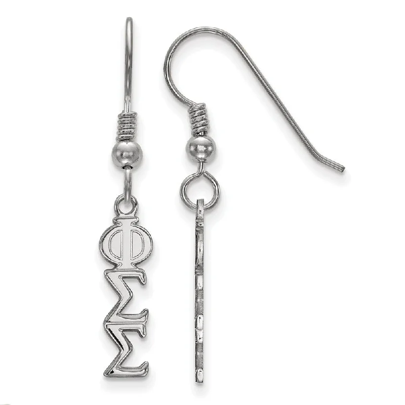 colorful hoop earrings for women -Sterling Silver Small Phi Sigma Sigma Dangle Earrings