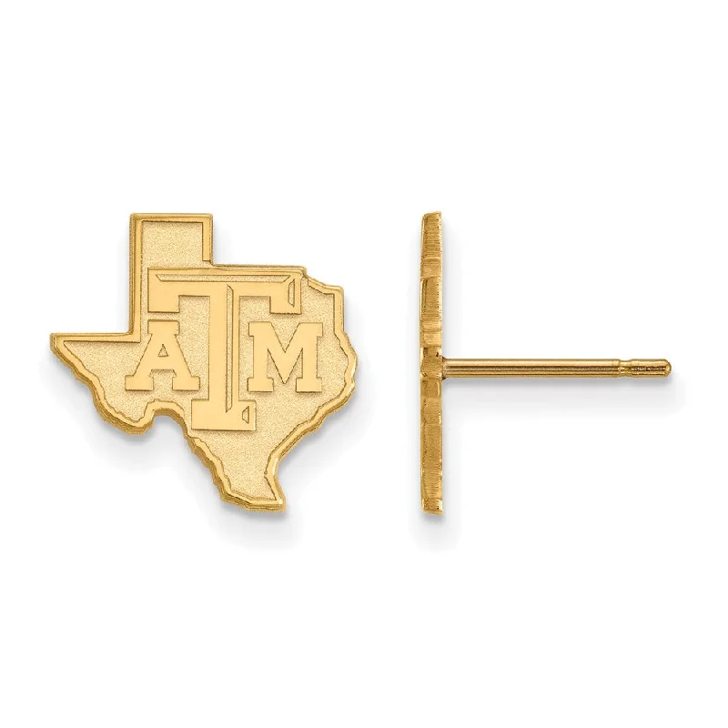 gemstone earrings for women -14k Yellow Gold Texas A&M University Small Logo Post Earrings