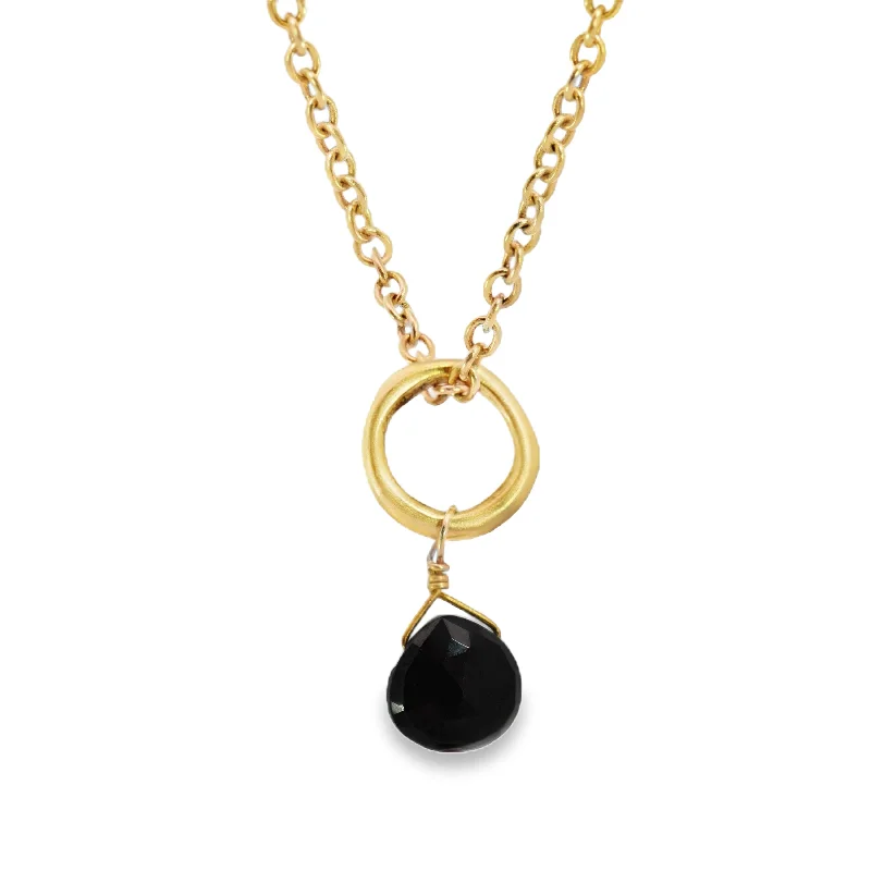 silver chain necklaces for women -Gold Ring Black Spinel Drop Necklace