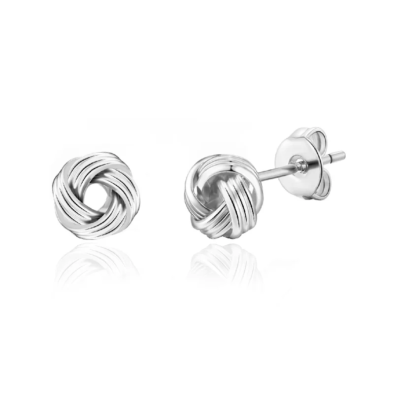 sparkling earrings for women -Silver Plated Love Knot Earrings