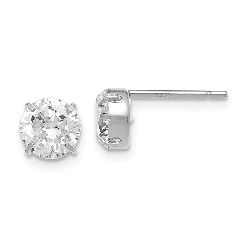 bridal earrings for women -6mm Cubic Zirconia Stud Earrings in 14k White Gold