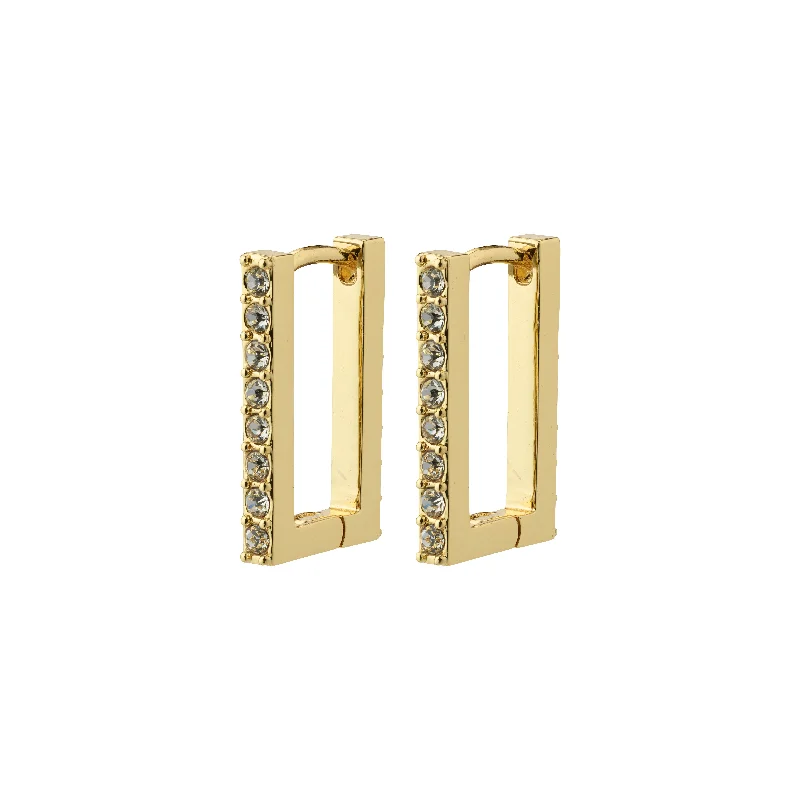 casual earrings for women -COBY crystal square hoop earrings gold-plated