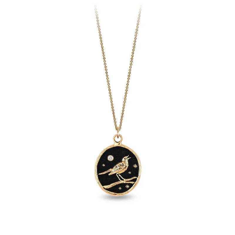 stylish necklaces for women -Nightingale 14K Gold Diamond Set Talisman