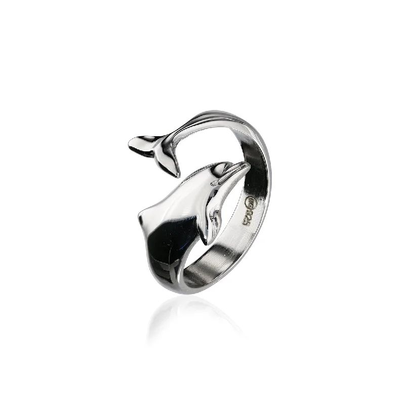 radiant-cut rings for women -Dolphin Silver Ring FR 41