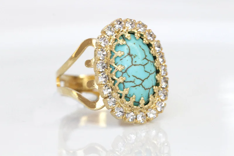 classic wedding rings for women -TURQUOISE STONE RING