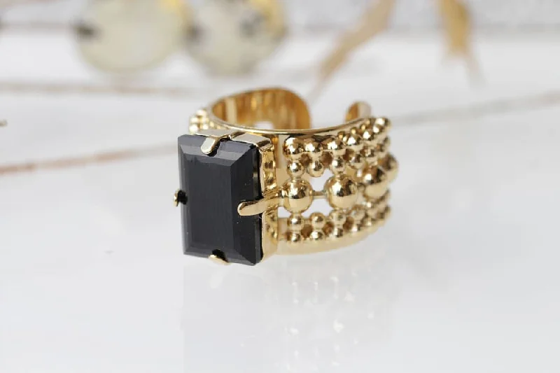 vintage wedding bands for women -BLACK COCKTAIL RING