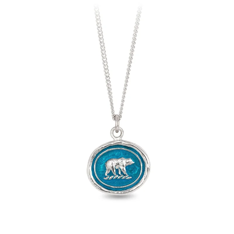 birthstone necklaces for women -Mother Bear Talisman - Capri Blue