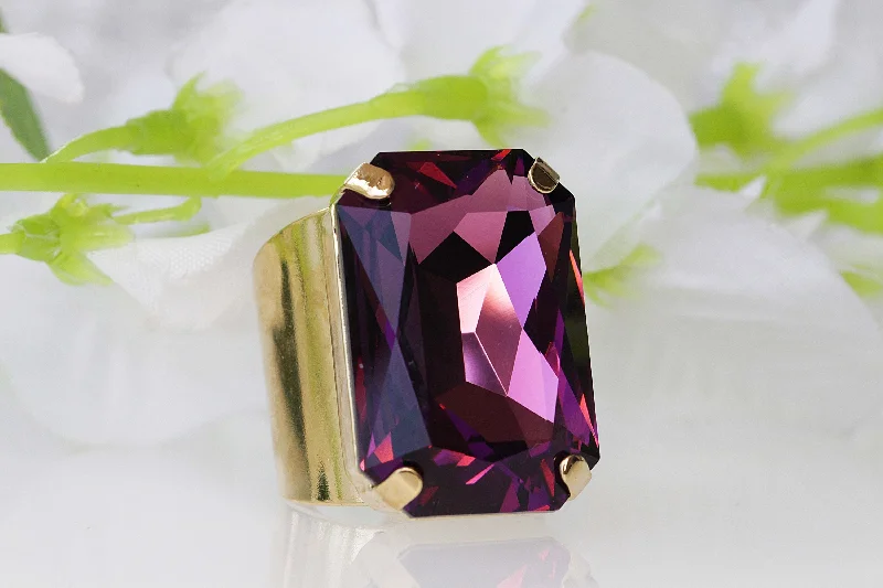 trendy wedding rings for women -AMETHYST RING