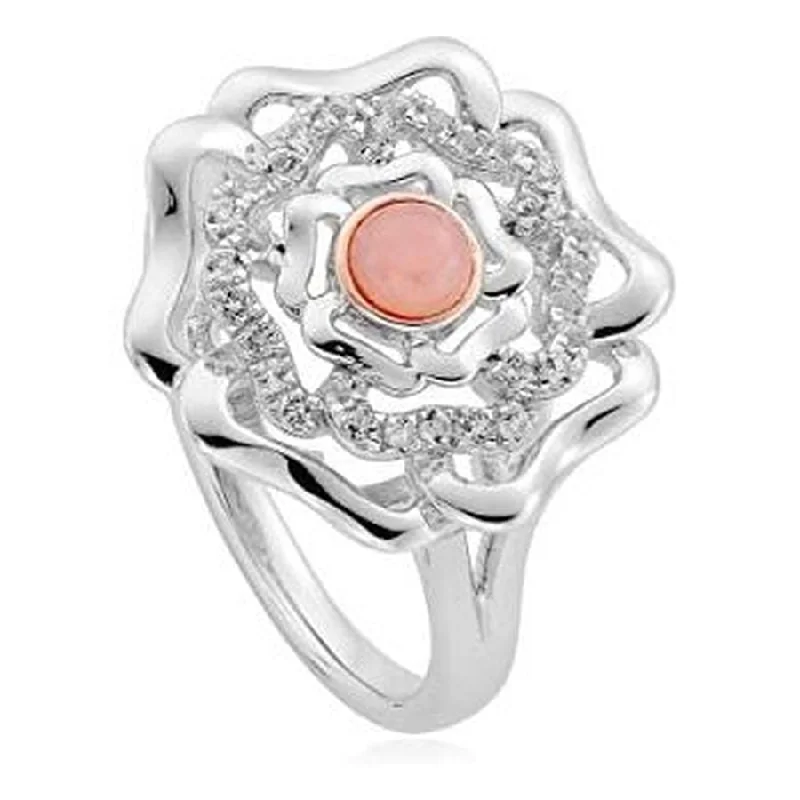 bold rings for women -Silver and 9ct Rose Gold Tudor Rose Ring