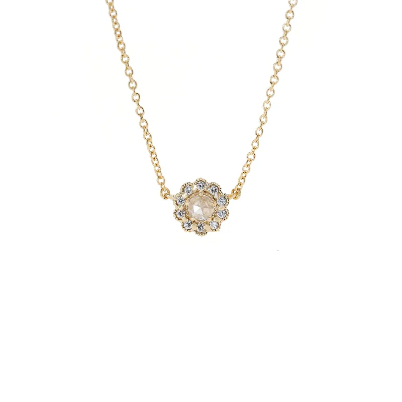 wedding necklaces for women -Mini Mosaic Necklace featuring Rose Cut Diamond