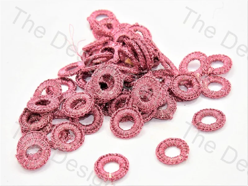 promise rings for women -Pink Small Round Crochet Thread Rings