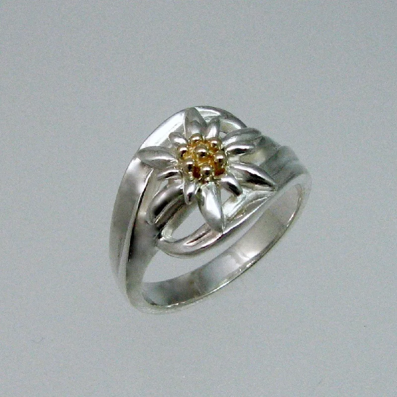 blue sapphire rings for women -Edelweiss Ring w/14K Yellow Center