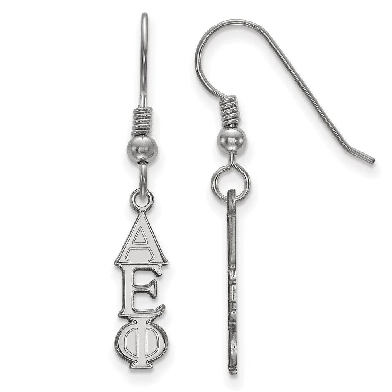 gemstone earrings for women -Sterling Silver Small Alpha Epsilon Phi Dangle Earrings