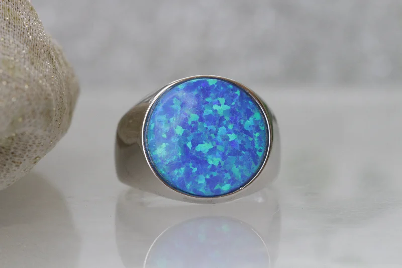 promise rings for women -Opal silver ring