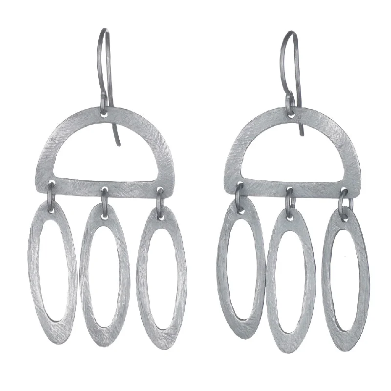 contemporary earrings for women -Carved Open Half-Circle and Ellipse Earrings