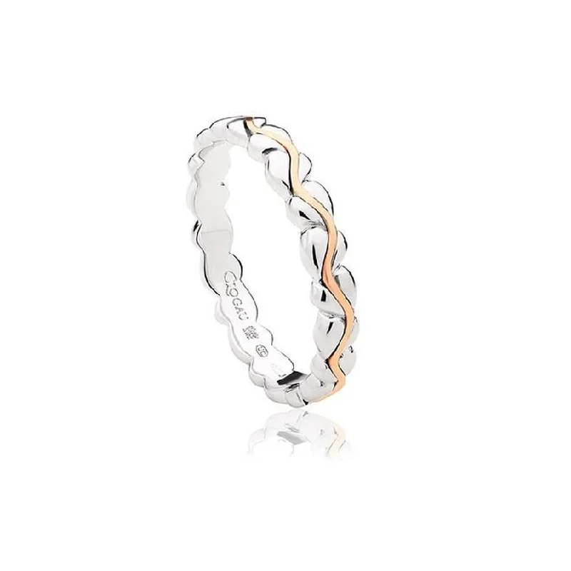 unique wedding rings for women -Silver & 9ct Rose Gold Affinity Life Stacking Ring