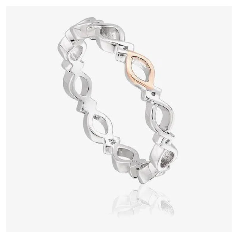 gold rings for women -Silver and 9ct Rose Gold Affinity Stacking Ring