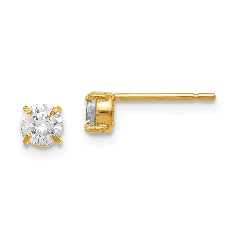 luxury pearl earrings for women -4mm Cubic Zirconia Stud Earrings in 14k Yellow Gold