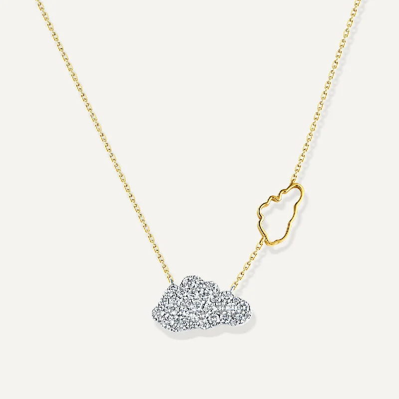 custom necklaces for women -Allusia Love Double Cloud 18K Gold Necklace w. Diamonds