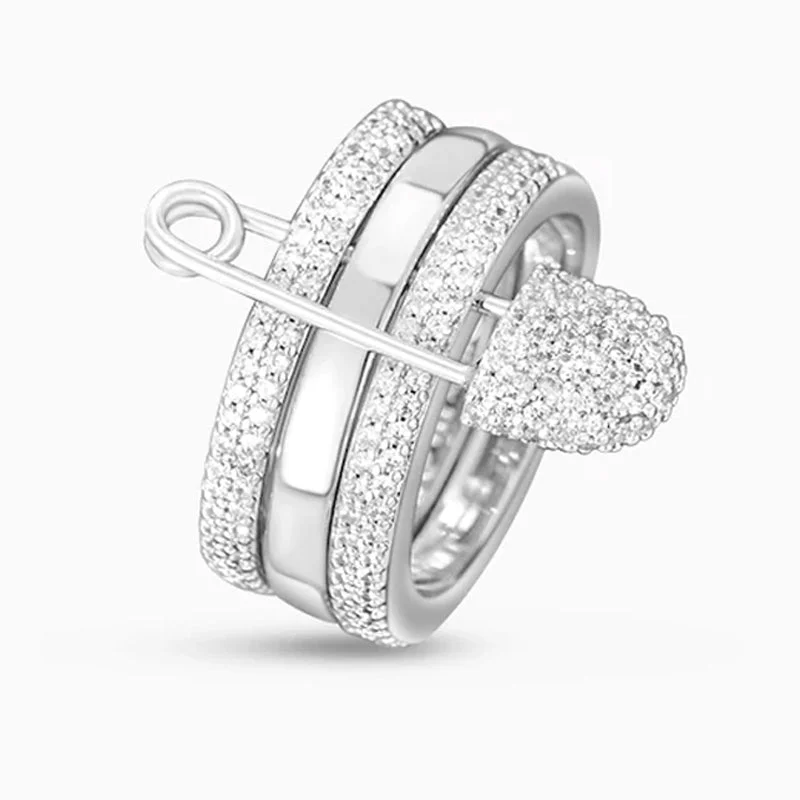 round-cut rings for women -Lustrous Pin Ring