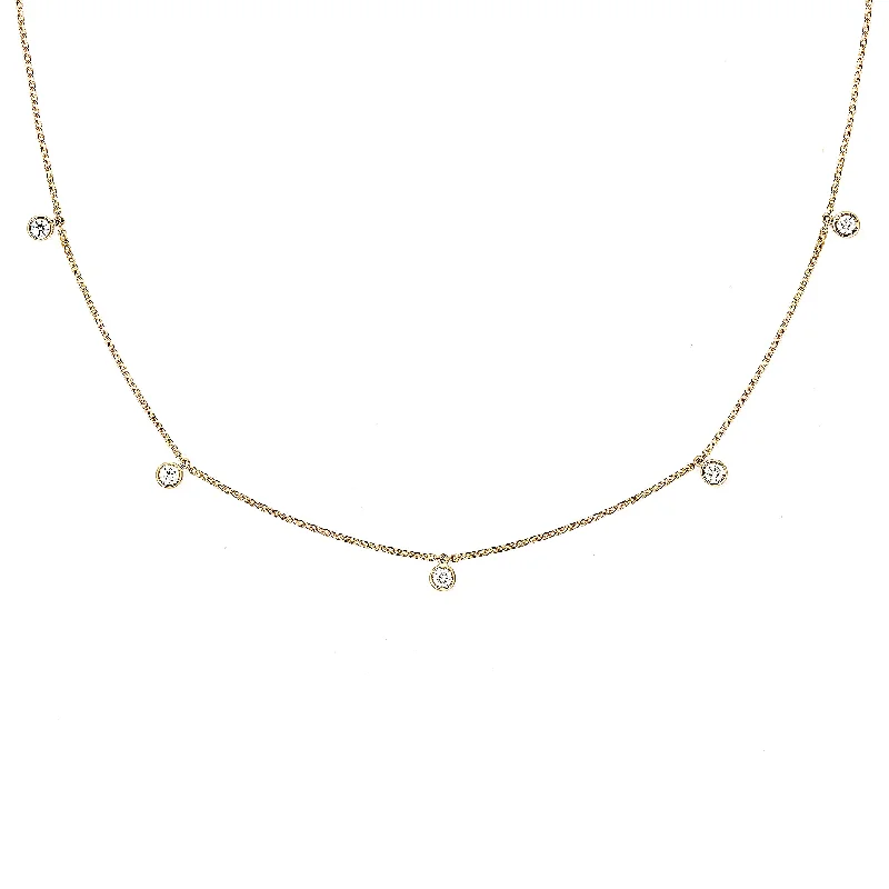 engagement necklaces for women -Mini Choker Bezel 18K Gold Necklace w. Diamonds