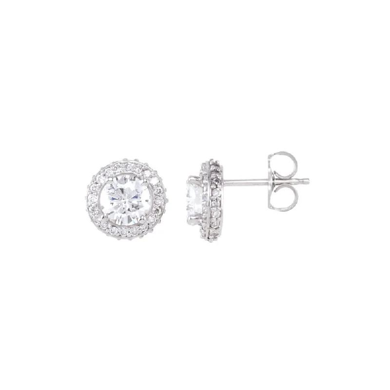 luxury crystal earrings for women -1 1/2 Cttw Diamond Entourage 8.5mm Post Earrings in 14k White Gold