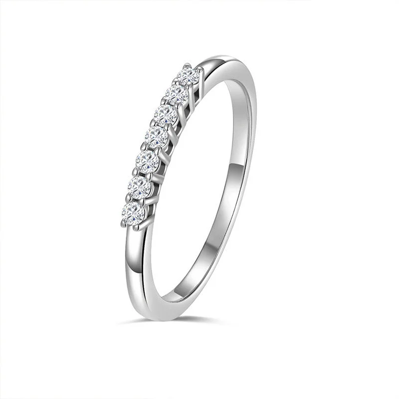 bold rings for women -Moissanite fashion 7 diamond row ring 823765172667