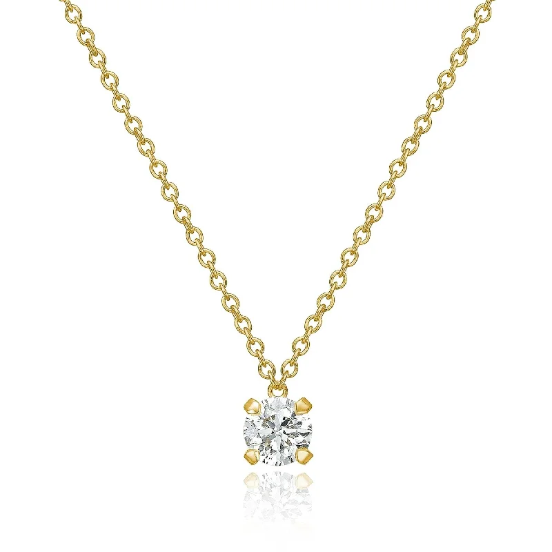 silver necklaces for women -Lumina 18K Gold Necklace w. Diamond 0.50 ct