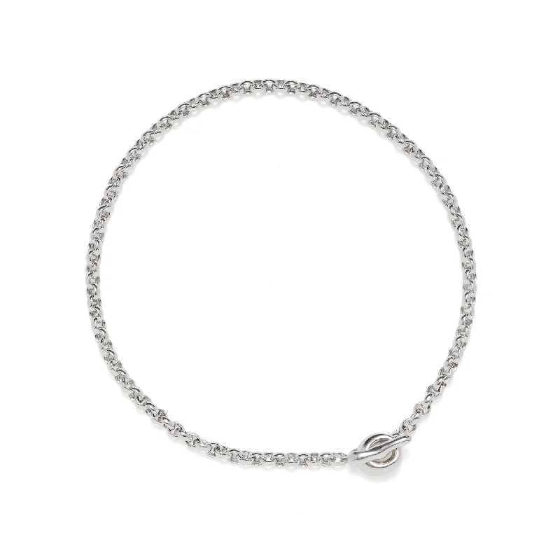 luxury pearl necklaces for women -Puka Belcher Silver Necklace