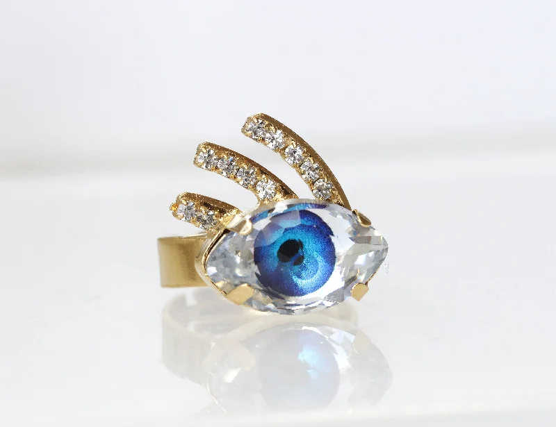 birthstone promise rings for women -BLUE EYE RING