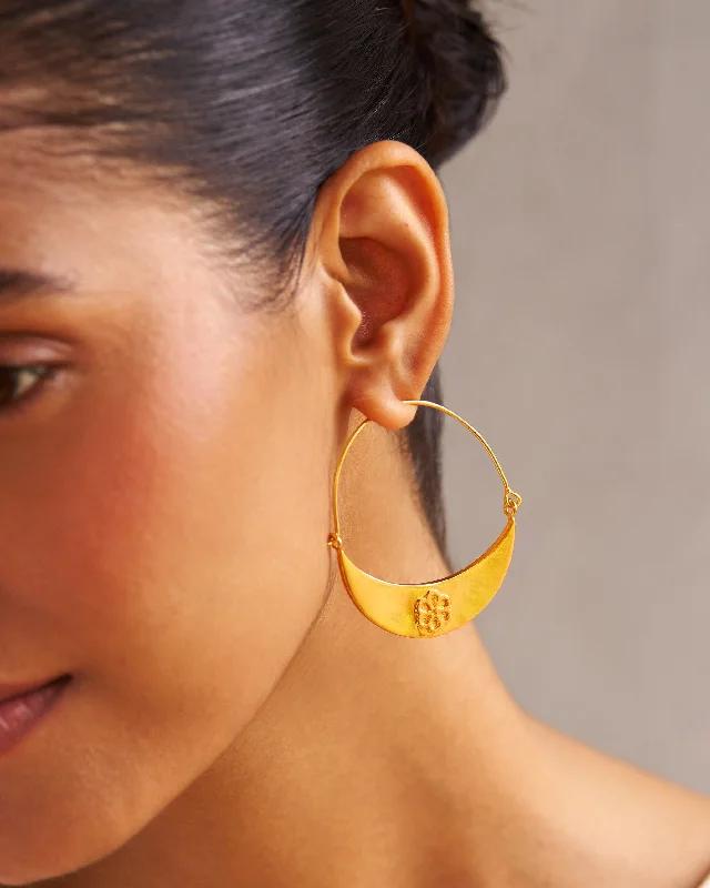 simple silver earrings for women -Boat Balis - Gold