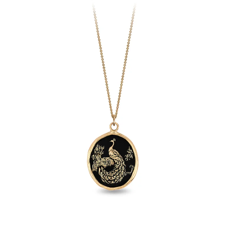 minimalist gold necklaces for women -Peacock 14K Gold Talisman