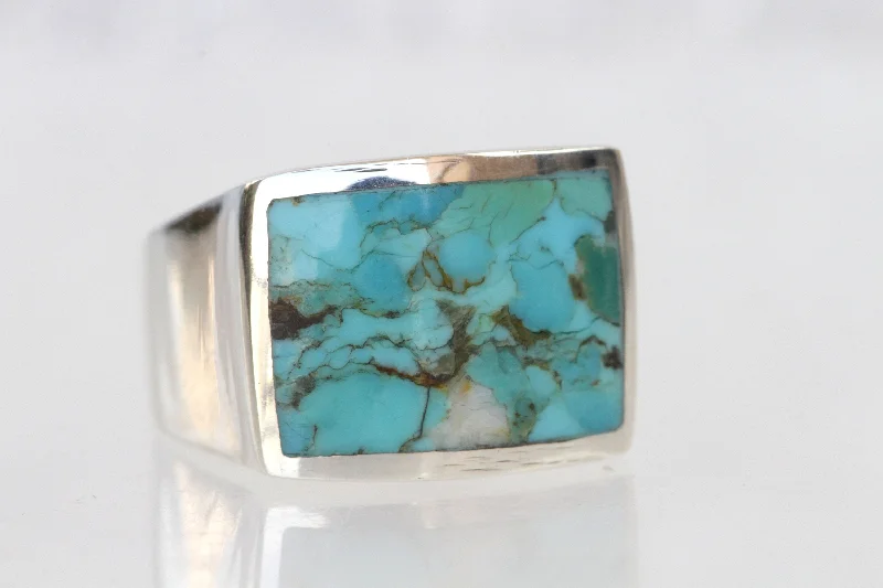 vintage wedding bands for women -Turquoise Silver Ring,