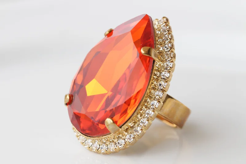 elegant engagement rings -ORANGE TEARDROP RING