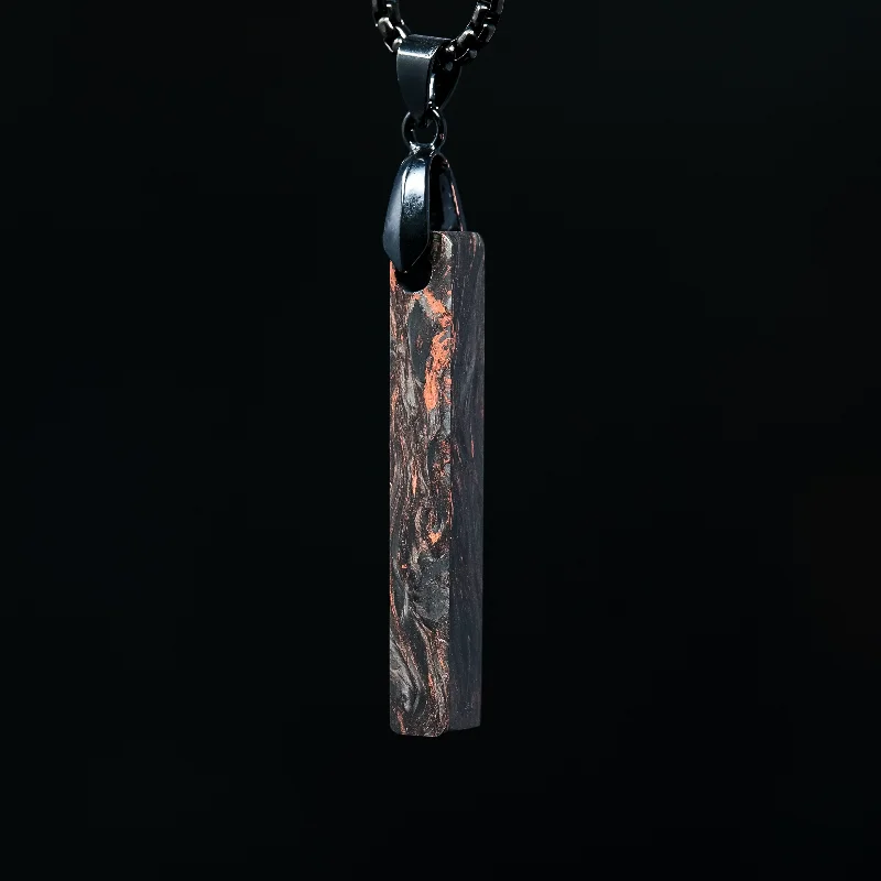 heart-shaped necklaces for women -Copper Burl Carbon Fiber Bar Pendant