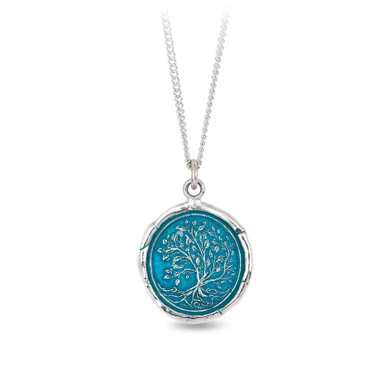 minimalist necklaces for women -Tree of Life Talisman - Capri Blue