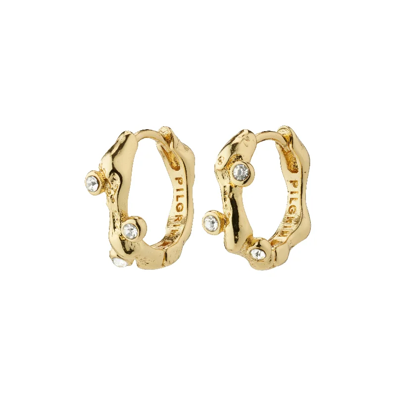 trendy earrings for women -HERMIONE crystal hoop earrings gold-plated