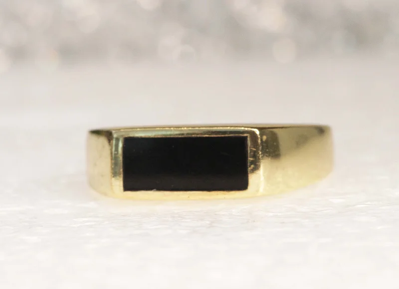 art deco rings for women -Onyx Signet Ring