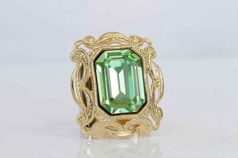 custom promise rings -PERIDOT STATEMENT RING