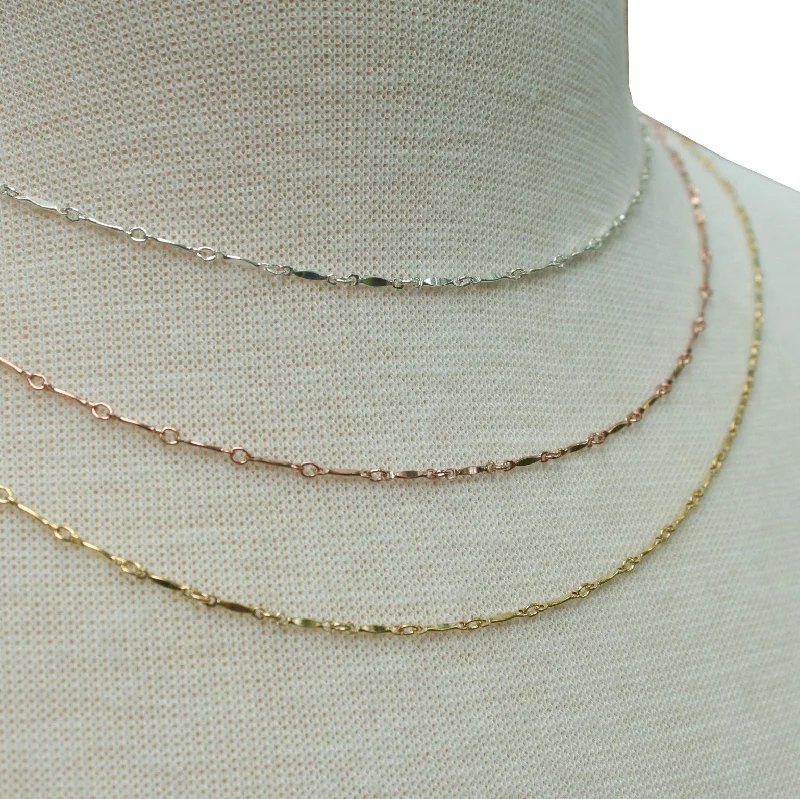 trendy gold necklaces for women -Dapped Bar and Link layering chain necklace