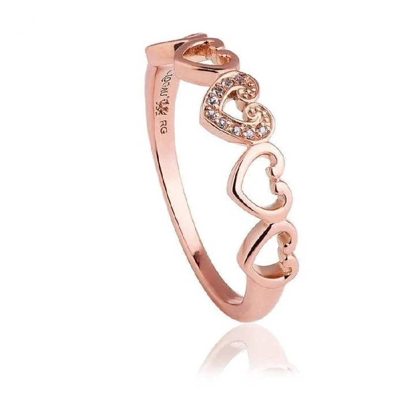 art deco rings for women -9ct Rose Gold Affinity Heart Wht Top Ring