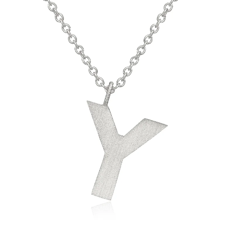 custom birthstone necklaces -Letter Y Silver Necklace