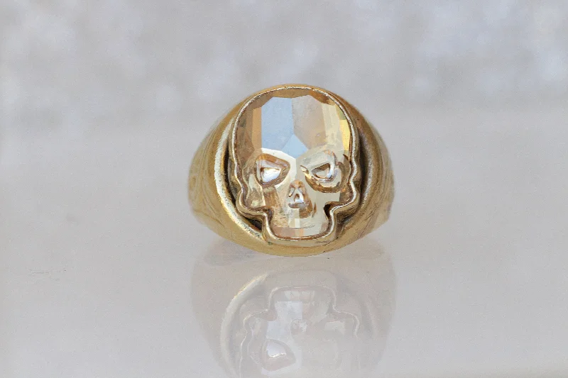 yellow gold rings for women -GOLD SKULL RING