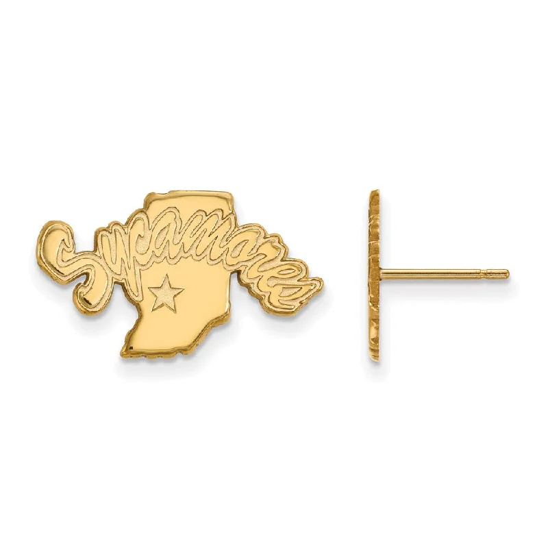 statement stud earrings -14k Gold Plated Silver Indiana State University Post Earrings